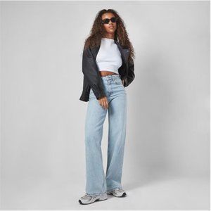 MISSGUIDED PREMIUM HIGH WAISTED WIDE LEG JEANS S/M
